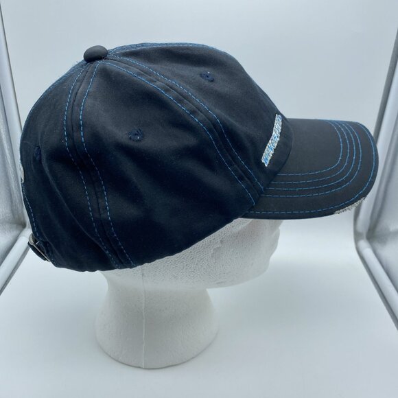 Winchester Blue Adjustable Baseball Cap Hat Strap-back Oiled Fabric Worn Bill - Picture 3 of 16